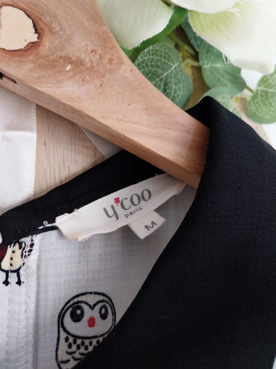 Blusa blanca roto con estampado de búhos YCOO Talla M – photo 7